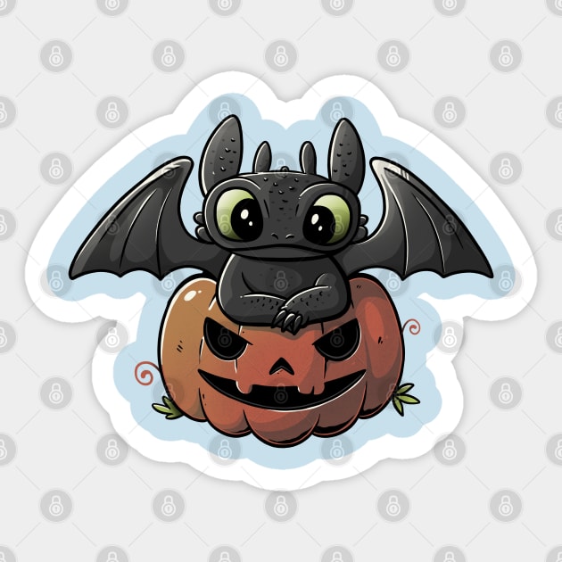 Spooky Dragon Cute Funny Halloween Pumpkin Sticker by eduely